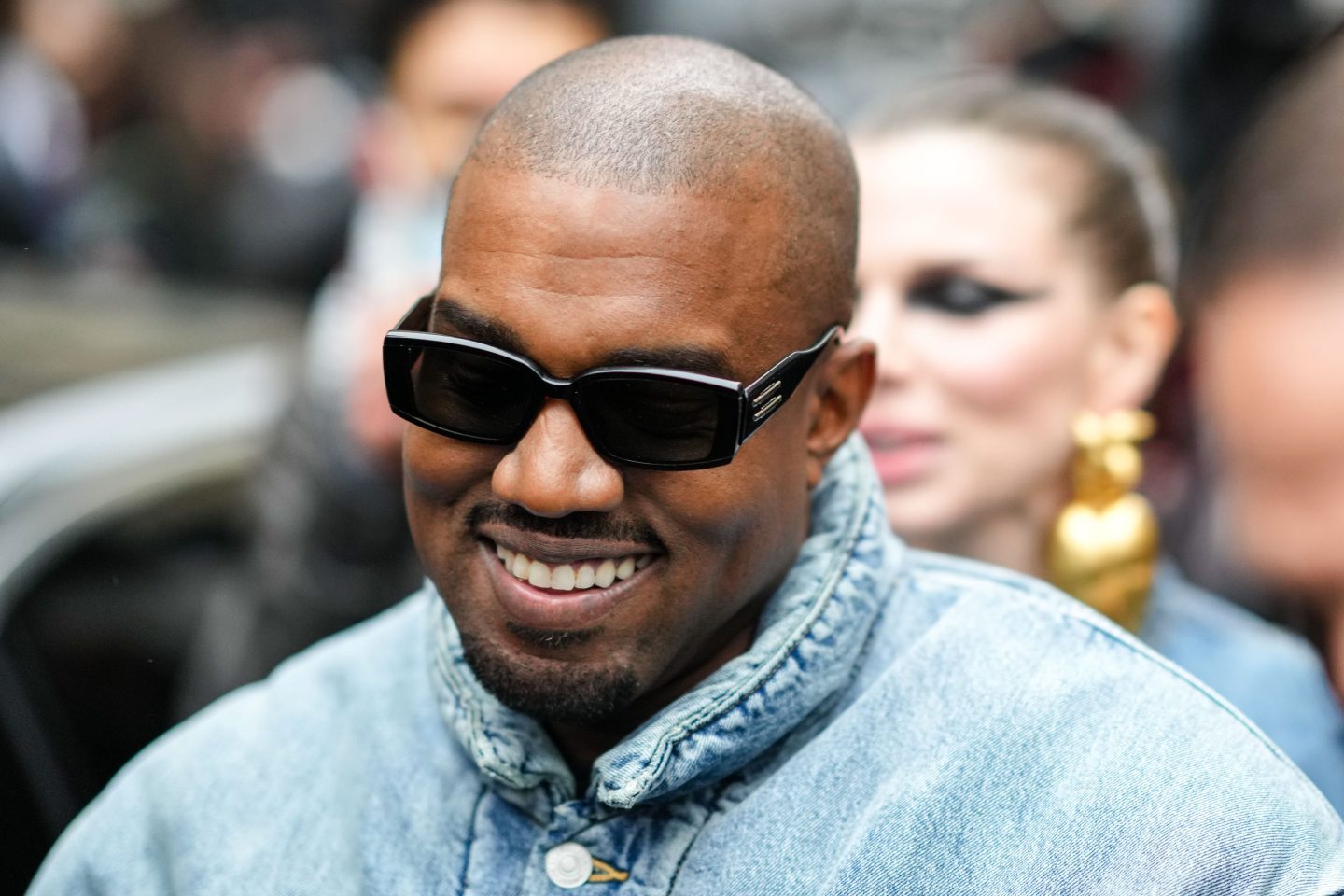 Ye is seen, outside Kenzo, during Paris Fashion Week - Menswear F/W 2022-2023, on January 23, 2022 in Paris, France.