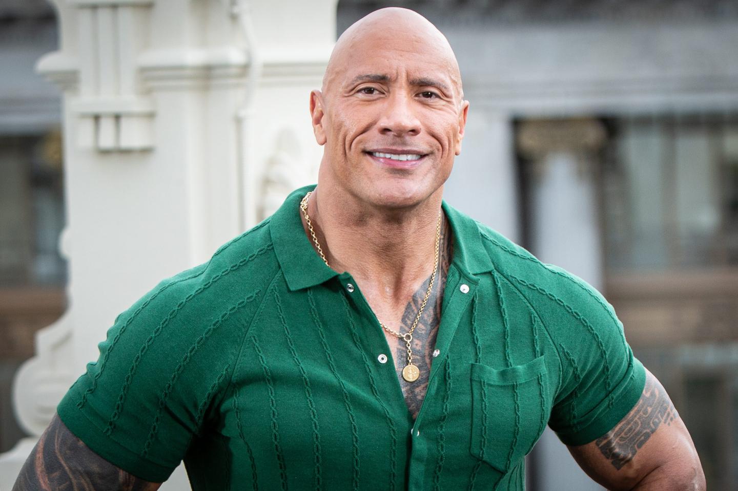 Dwayne Johnson attends the "Black Adam" photocall at NH Collection Madrid Eurobuilding hotel on October 19, 2022 in Madrid, Spain.