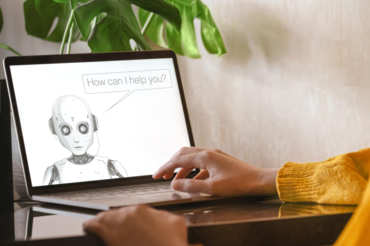 Robot chatbot on computer