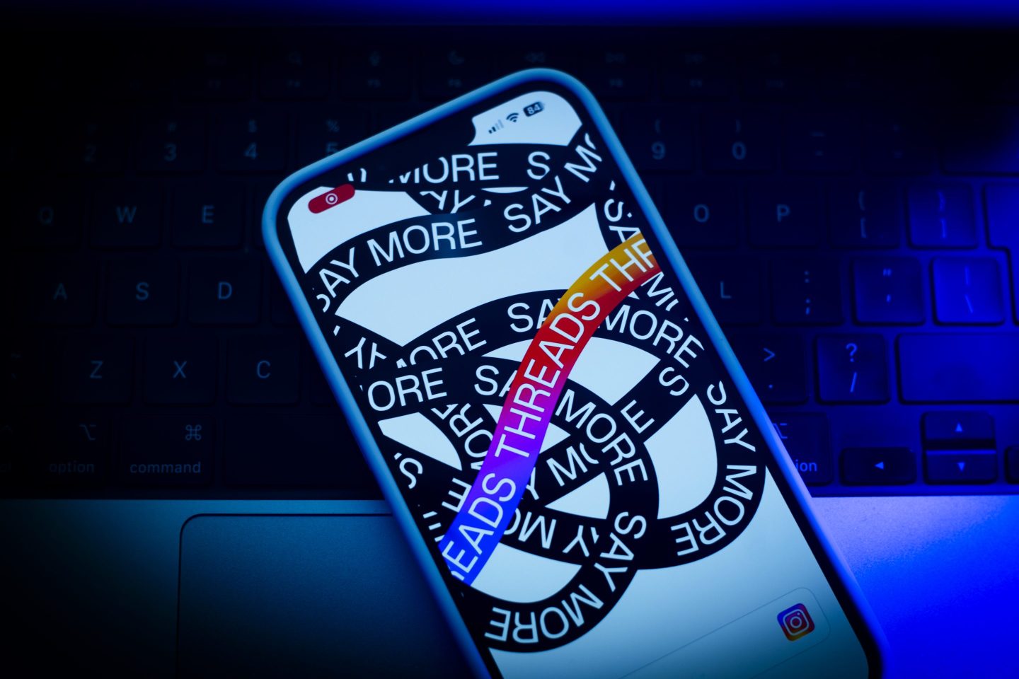 The Instagram Threads application splash screen is seen on an iPhone.