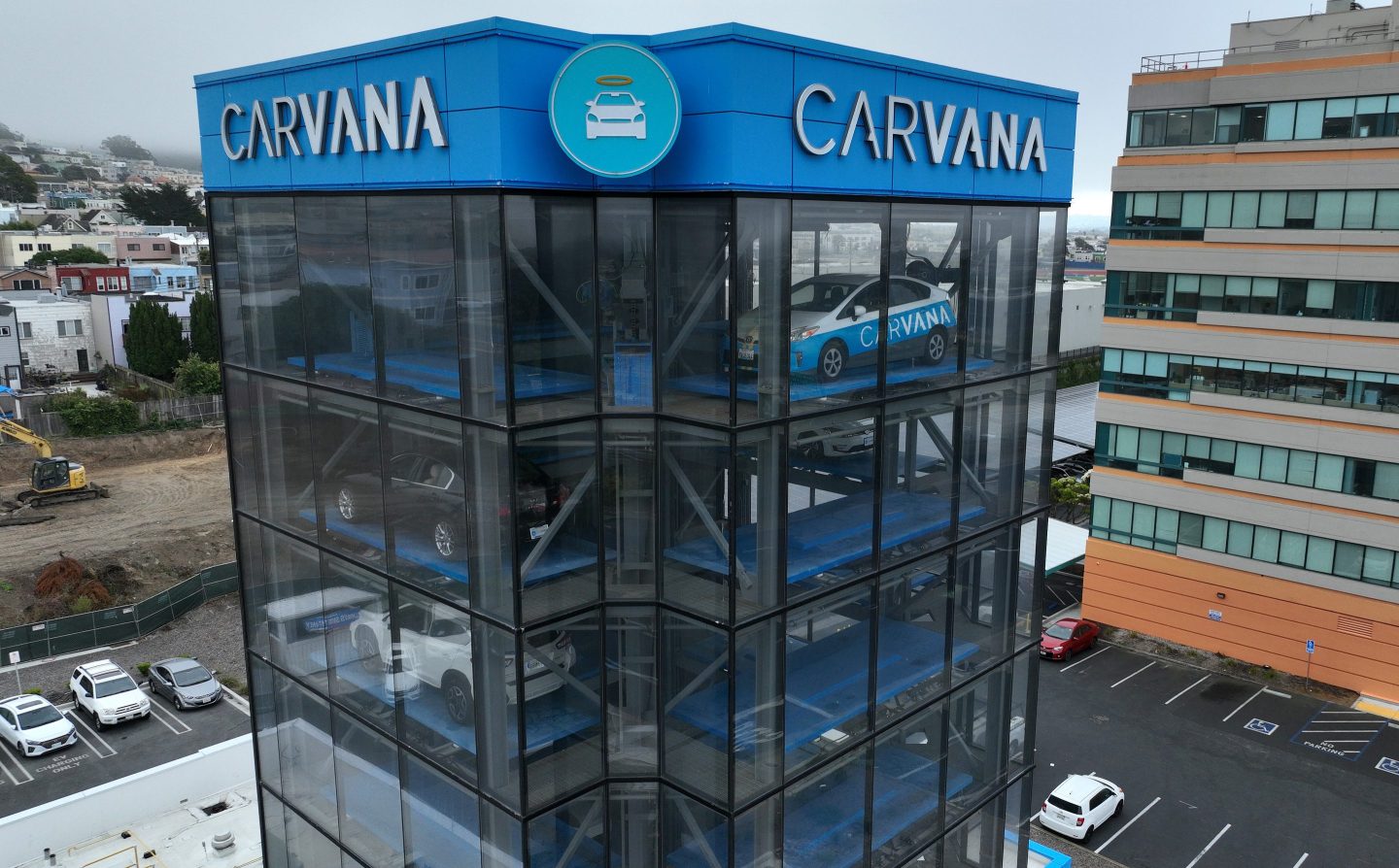 A Carvana car vending machine in Daly City, Calif.