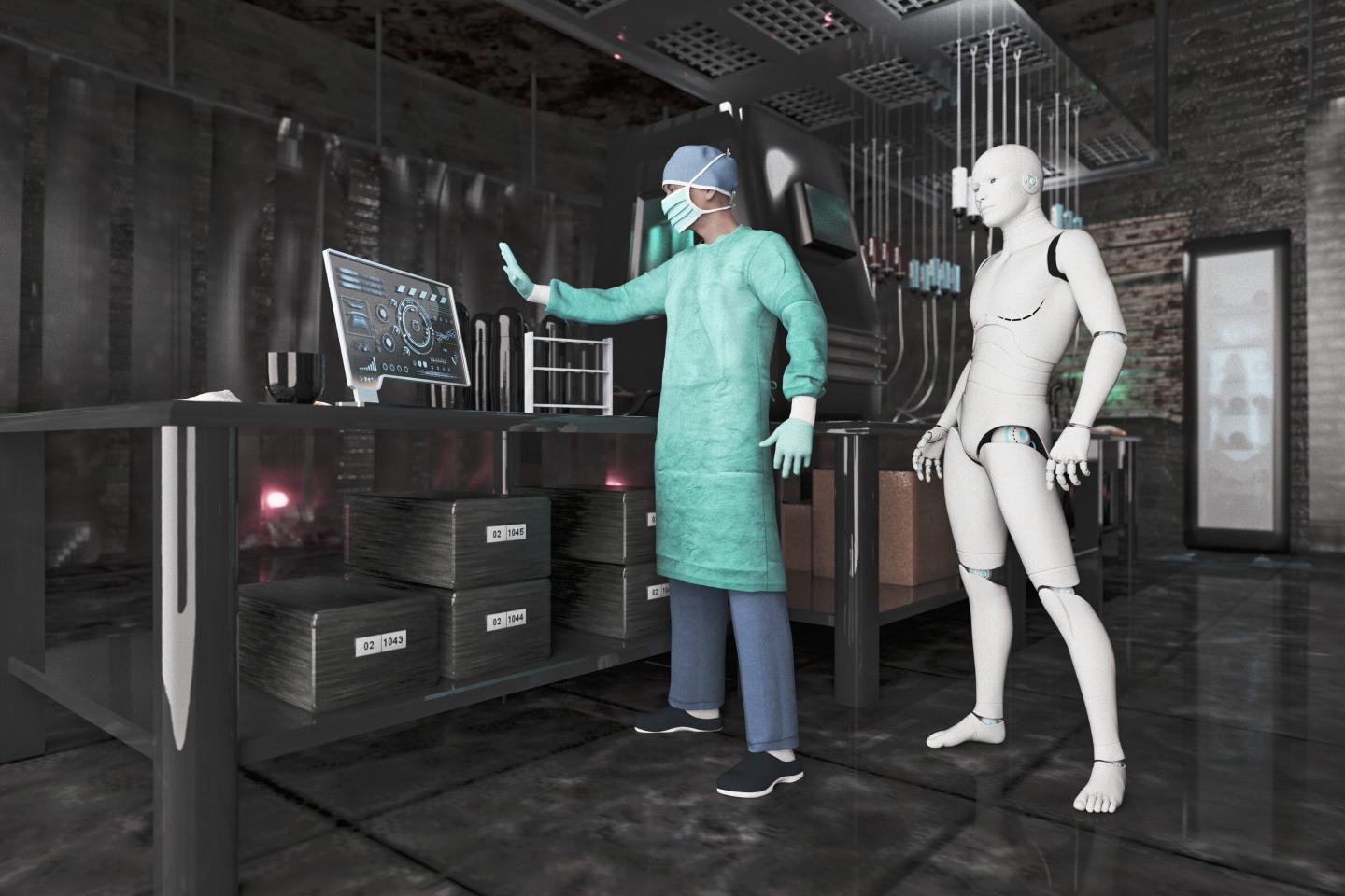 Doctor with robot