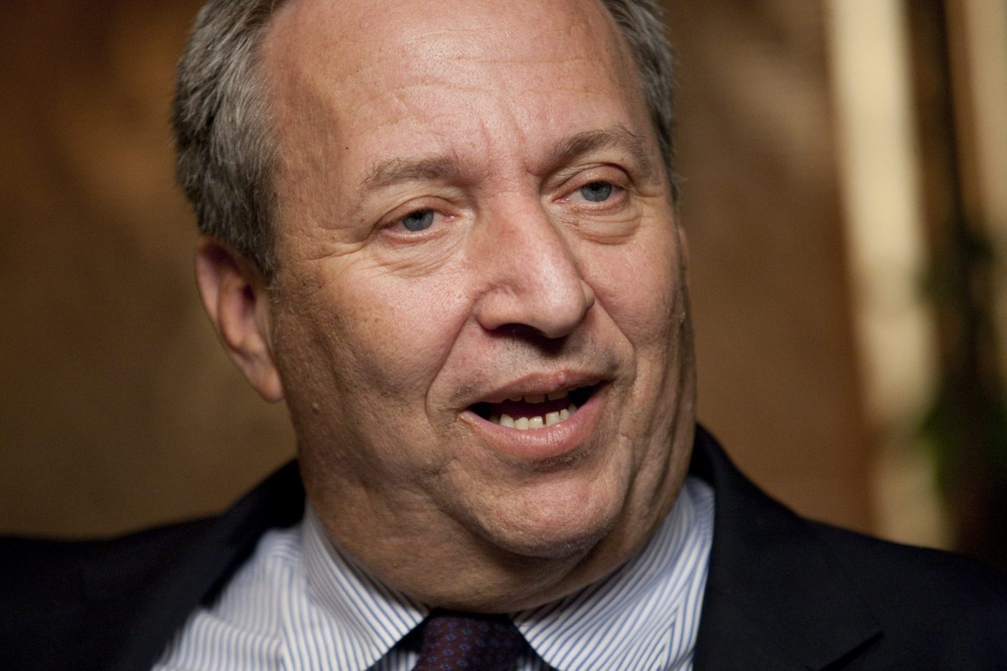 Lawrence "Larry" Summers speaks during a television interview in Washington, D.C., U.S., on Thursday, Feb. 4, 2010.
