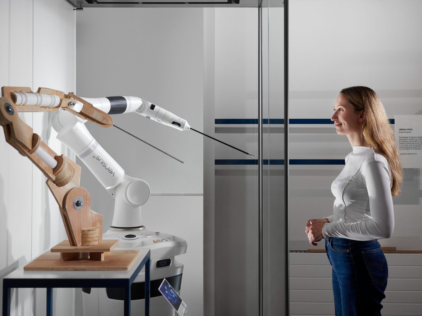 A robot arm prototype in the new "Engineers"gallery at the Science Museum, London