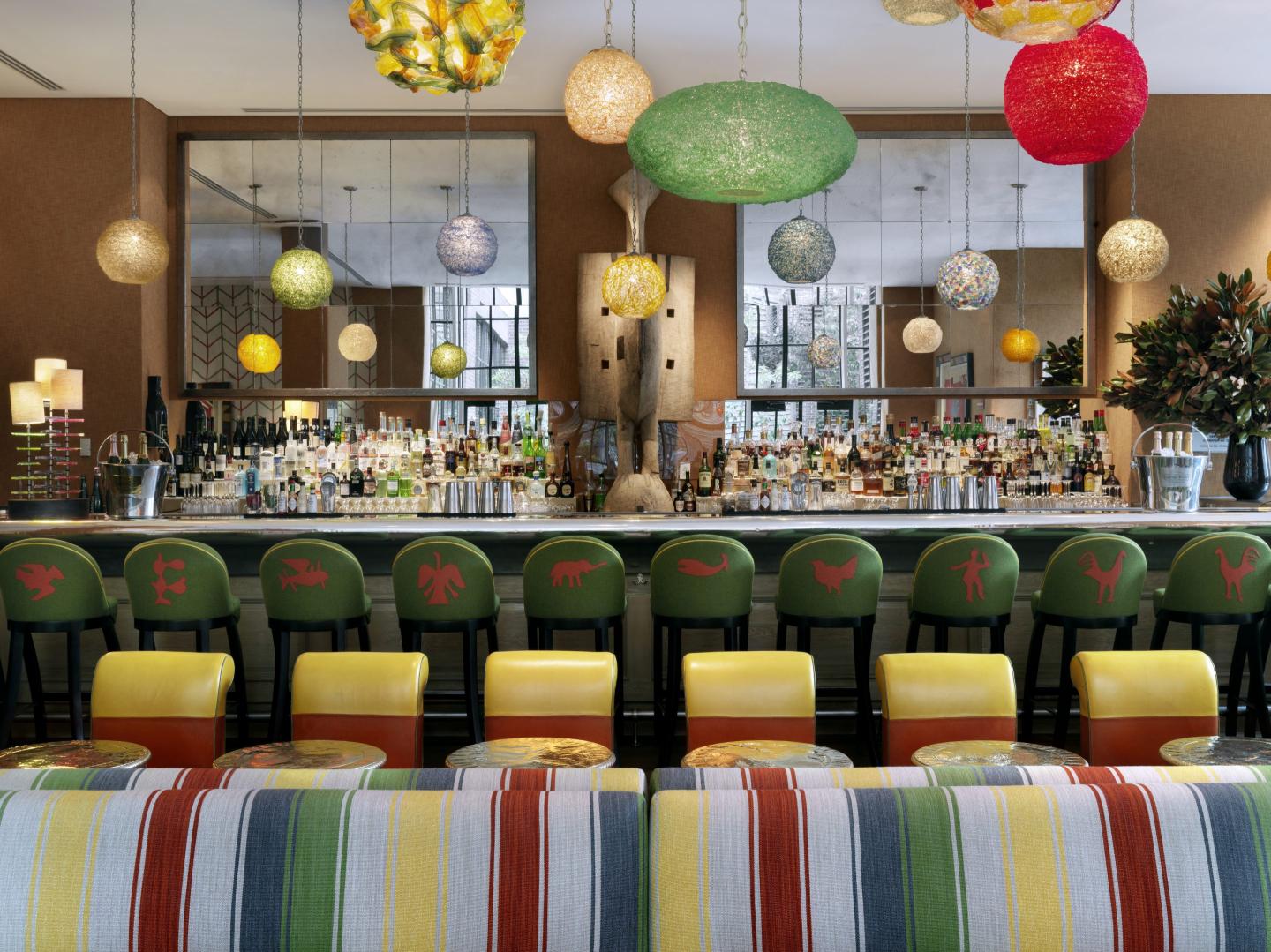 Landscape view of a hotel bar