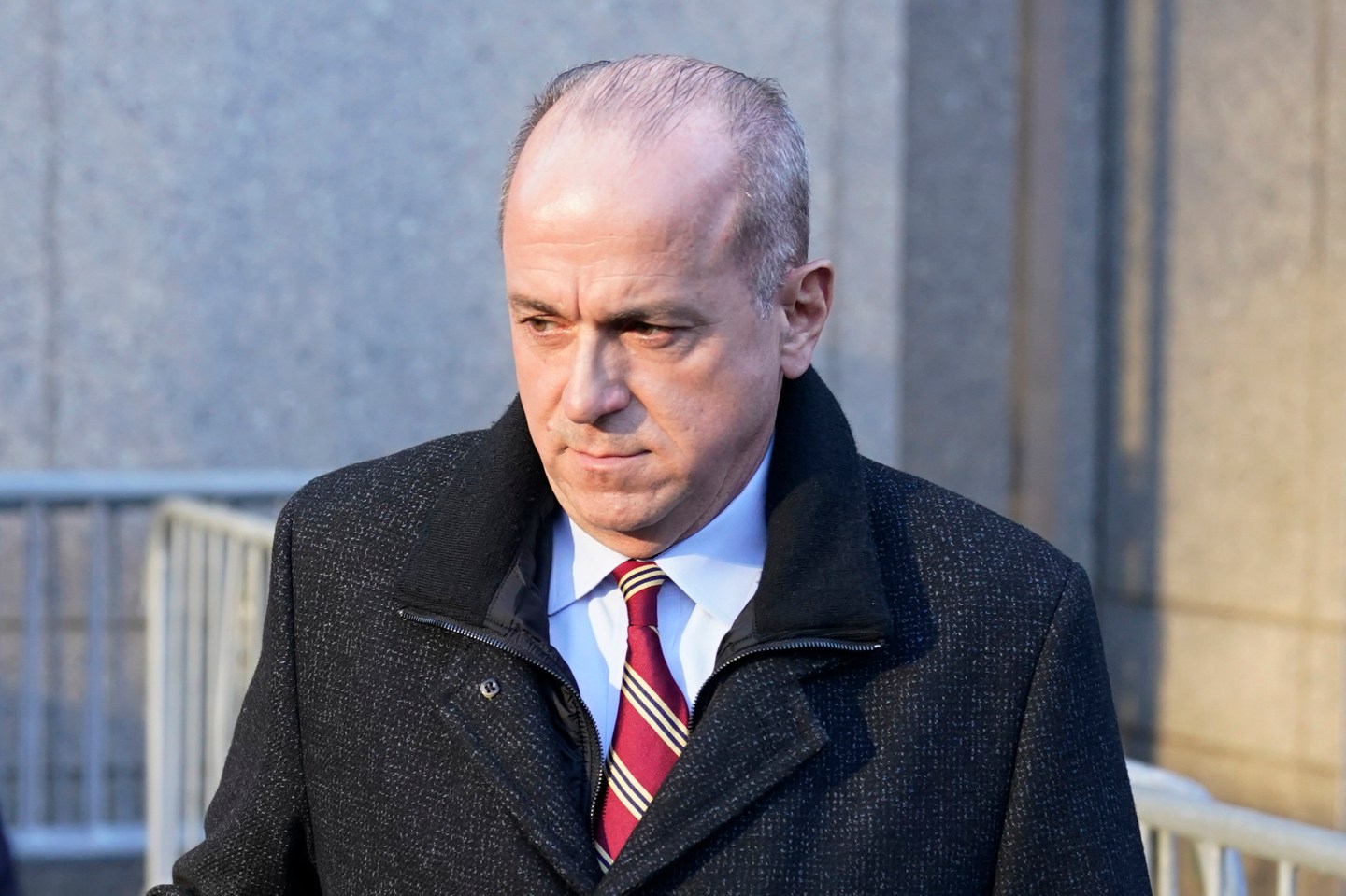 Ed Mullins leaves the courthouse in New York, Feb. 23, 2022. The former president of one of the nation's largest police unions was sentenced to two years in prison on Thursday for stealing $600,000 from a fund made up of contributions from members of the Sergeants Benevolent Association.