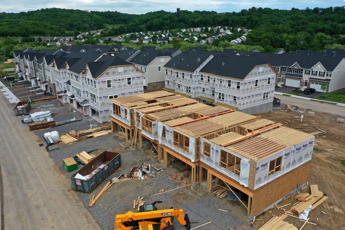 Townhomes under construction in Mars, Pa., on May, 27, 2022.