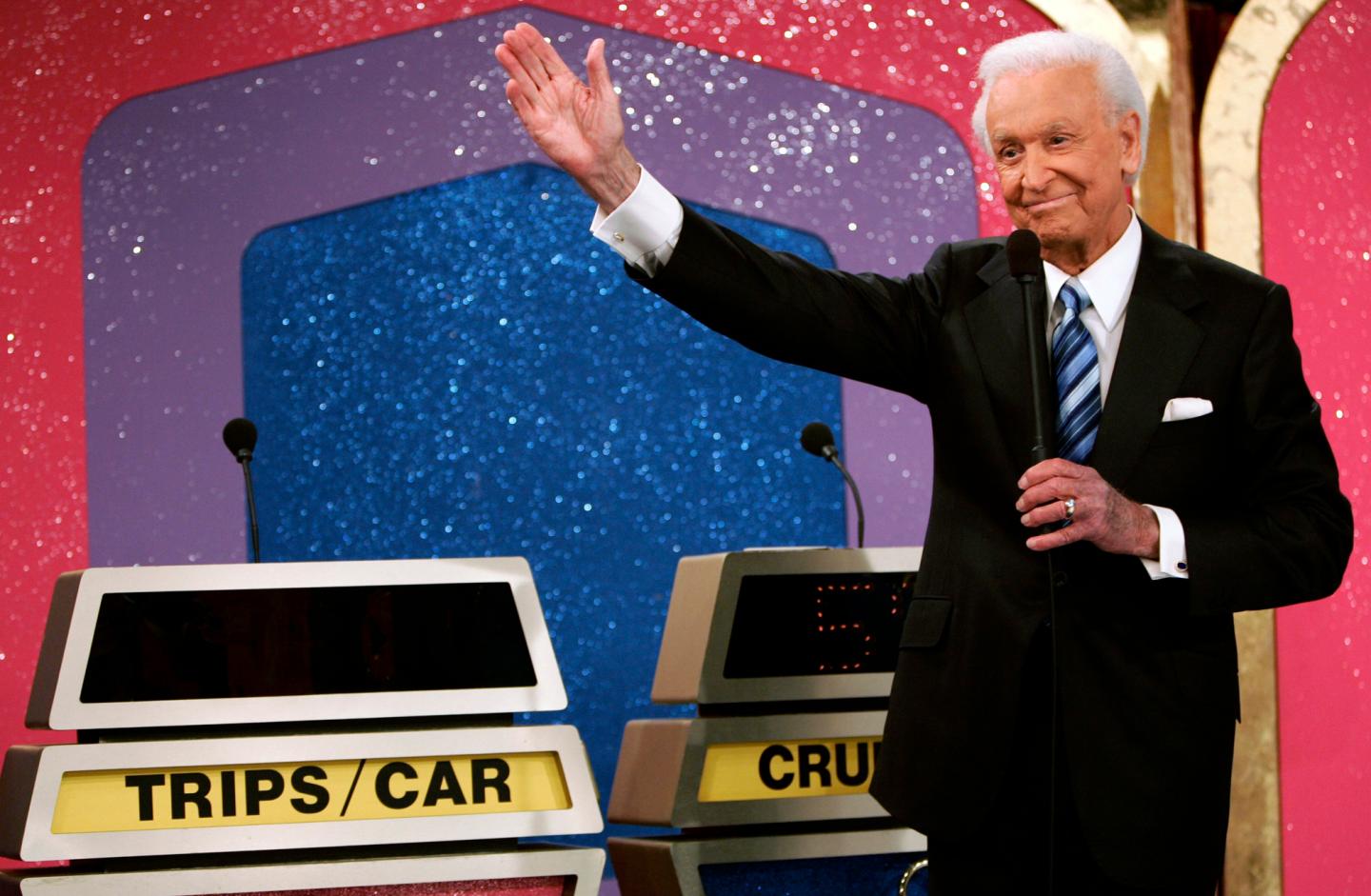 Bob Barker waves goodbye as he tapes his final episode of "The Price Is Right," in Los Angeles on June 6, 2007. 