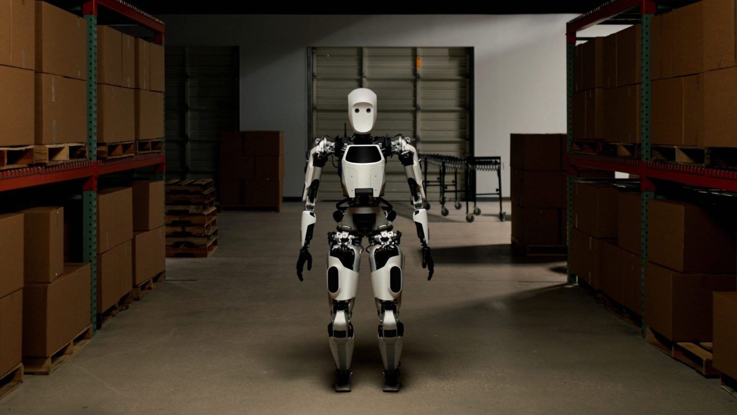 Apptonick's new A.I.-powered Apollo robot is about the size of a human.