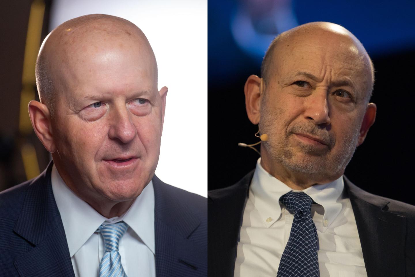 Left: David Solomon, Goldman Sachs CEO. Right: Lloyd Blankfein, former chairman and chief executive officer of Goldman Sachs.