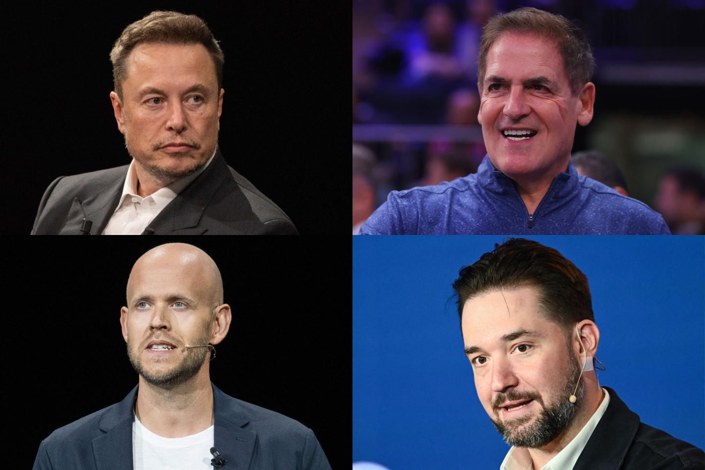 (Clockwise from top left) Elon Musk, Mark Cuba, Alexis Ohanian and Daniel Ek.