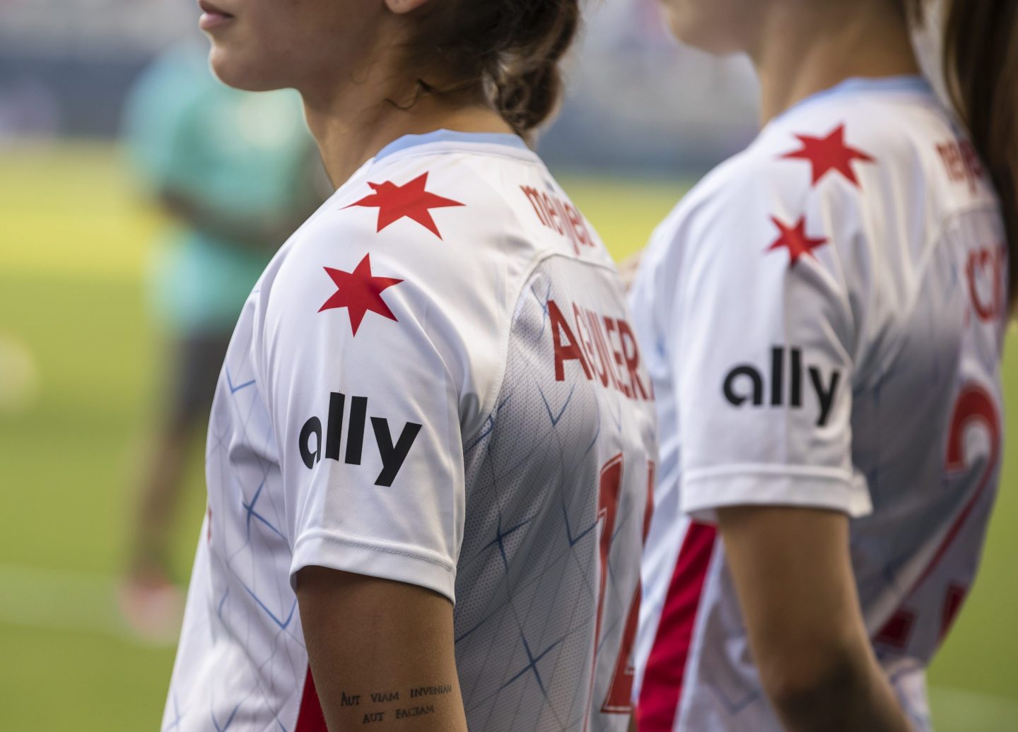Chicago Red Stars players don Ally-sponsored jerseys during a match against the Kansas City Current at Children's Mercy Park in Kansas City, Kan. on June 18, 2022. Ally Bank's 2009 rebrand helped the financial institution redefine its core values.