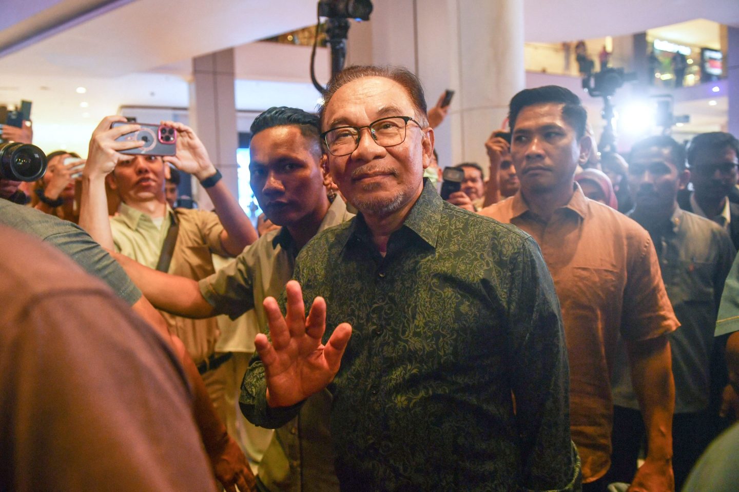 Malaysian Prime Minister Anwar Ibrahim arrives for the movie premiere of “Anwar: The Untold Story” in Kuala Lumpur, May 8, 2023.