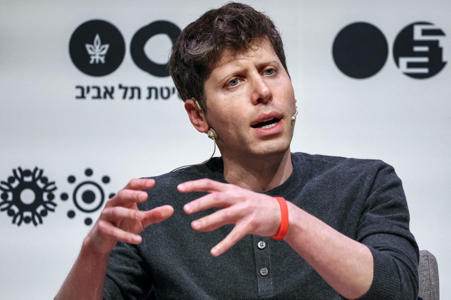 Sam Altman, US entrepreneur, investor, programmer, and founder and CEO of artificial intelligence company OpenAI, speaks at Tel Aviv University in Tel Aviv on June 5, 2023.
