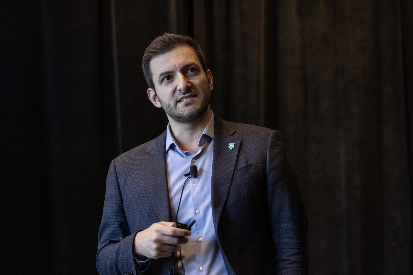 Arcady Sosinov, CEO of FreeWire Technologies, speaking at a conference in June 2023