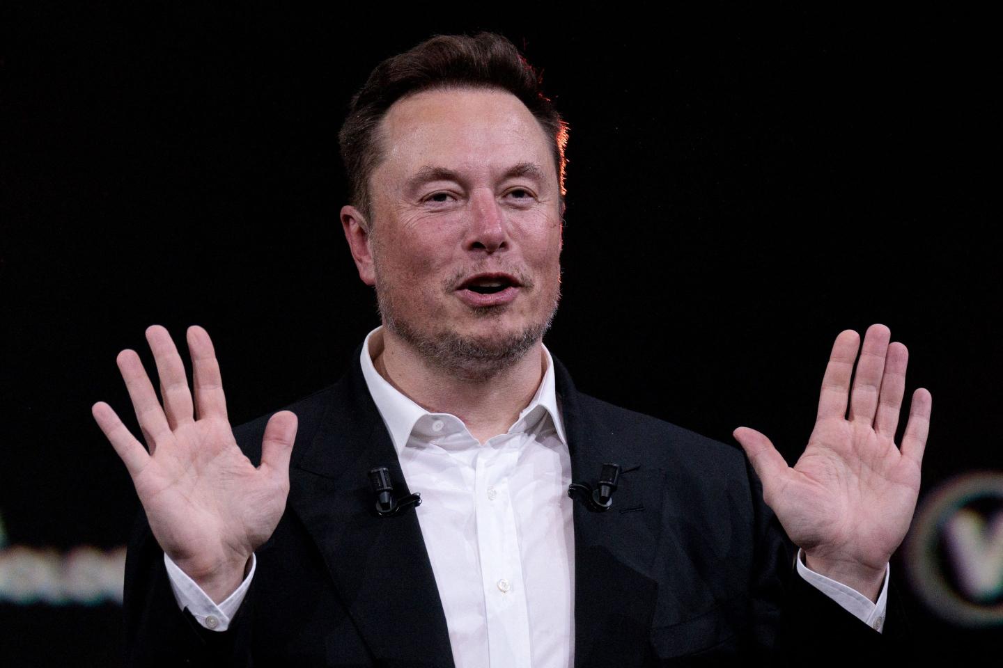 Chief Executive Officer of SpaceX and Tesla and owner of Twitter, Elon Musk gestures as he attends the Viva Technology conference dedicated to innovation and startups at the Porte de Versailles exhibition centre on June 16, 2023 in Paris, France.