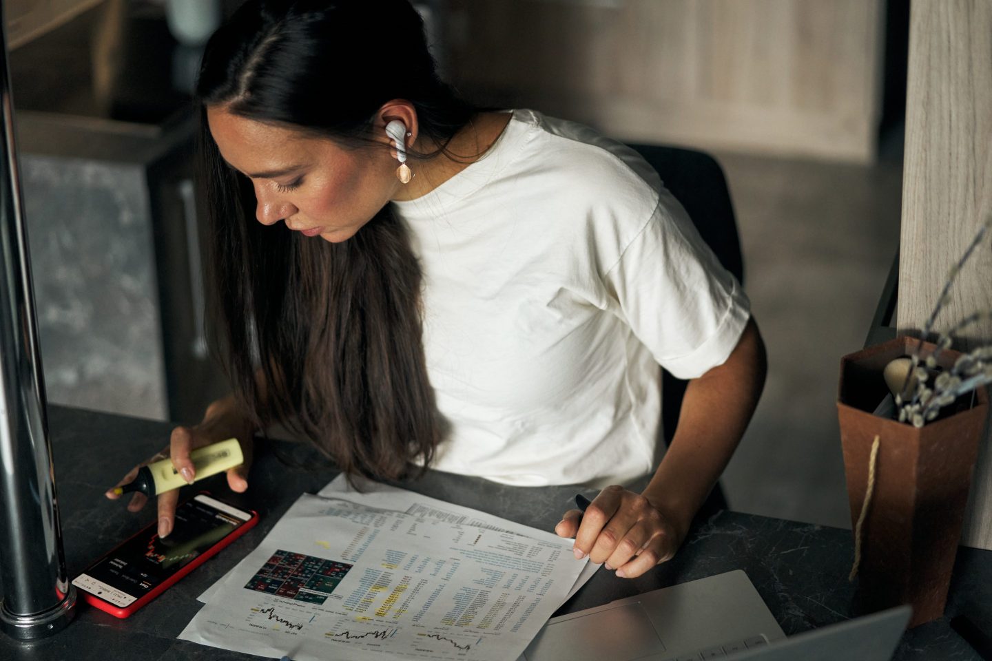 woman looking at laptop