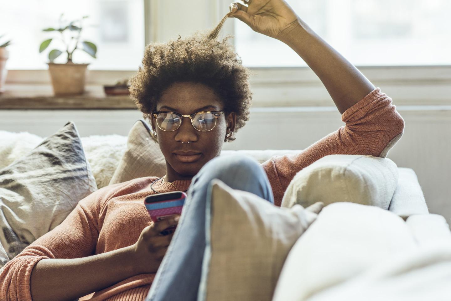 Black woman on her phone