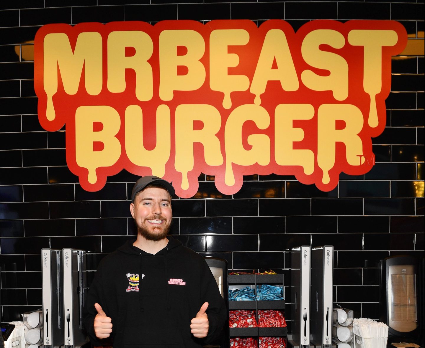 MrBeast attends the launch of the first physical MrBeast Burger Restaurant at American Dream on September 4, 2022 in East Rutherford, New Jersey.