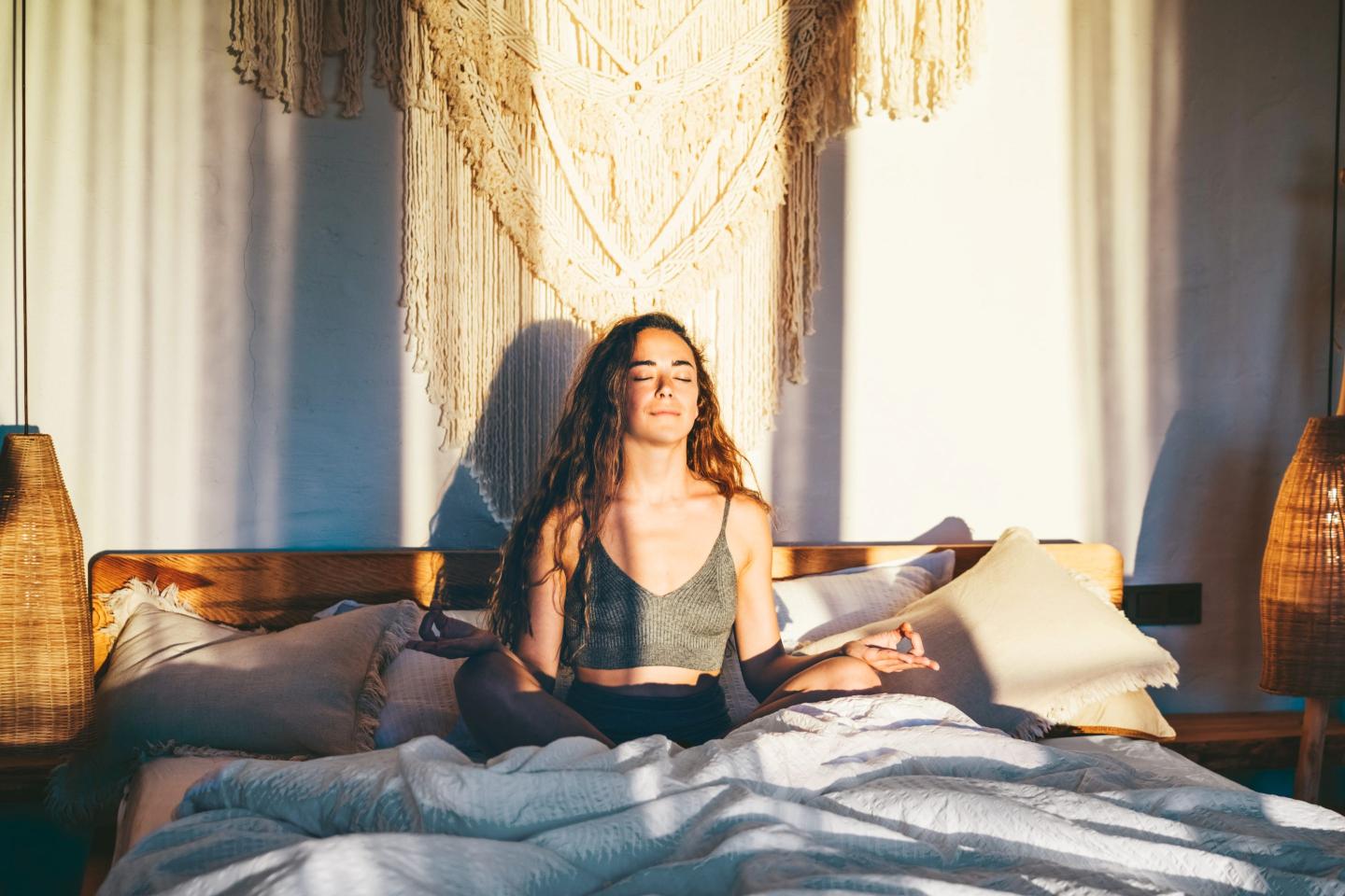 Meditation can reduce feelings of anxiety and depression while calming down your breathing.