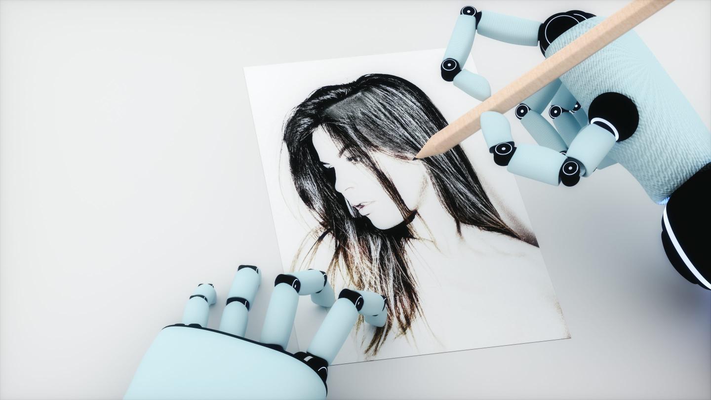 An artificial intelligence paints a portrait of a woman