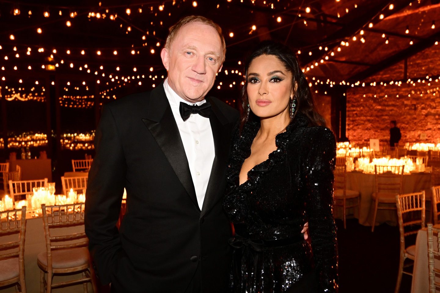 CANNES, FRANCE &#8211; MAY 21: François-Henri Pinault and Salma Hayek Pinault attend the Kering Women In Motion Awards during the Kering and Cannes Film Festival Official Dinner on May 21, 2023 in Cannes, France. (Photo by Anthony Ghnassia/Getty Images for Kering)