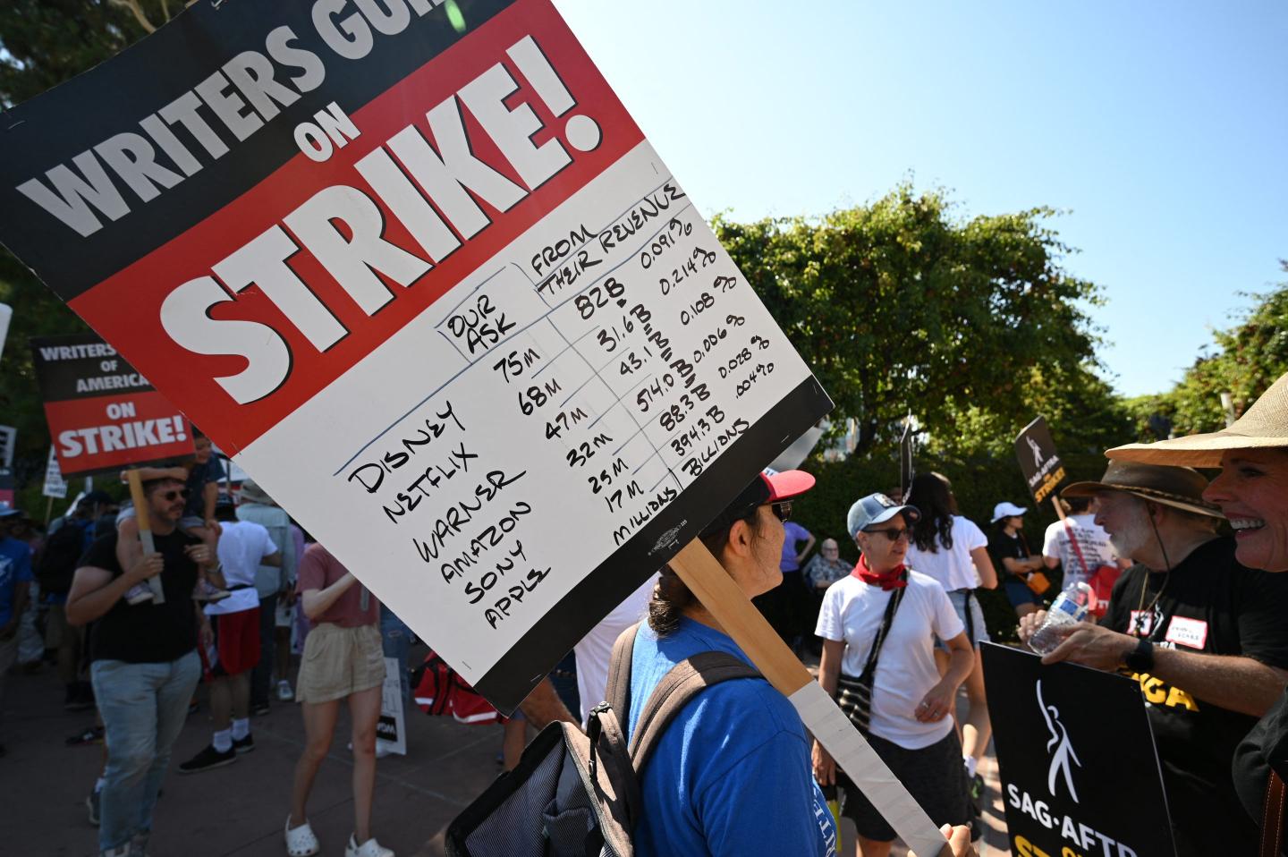A sign on the picket lines of the Hollywood writers strike.