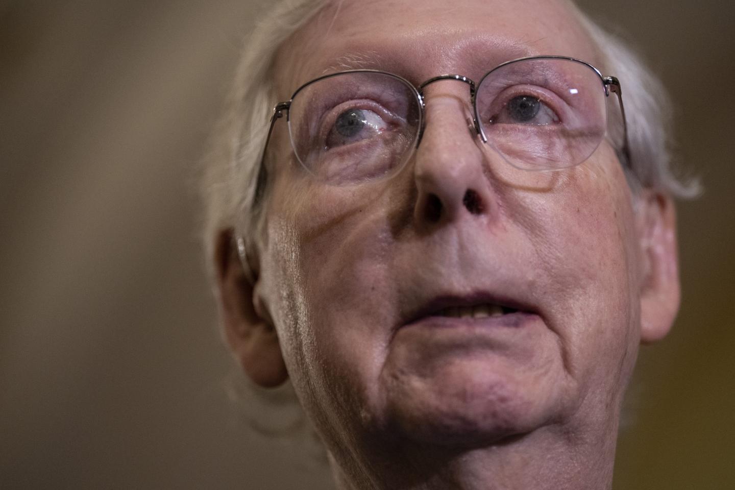 Closeup of Mitch McConnell's face