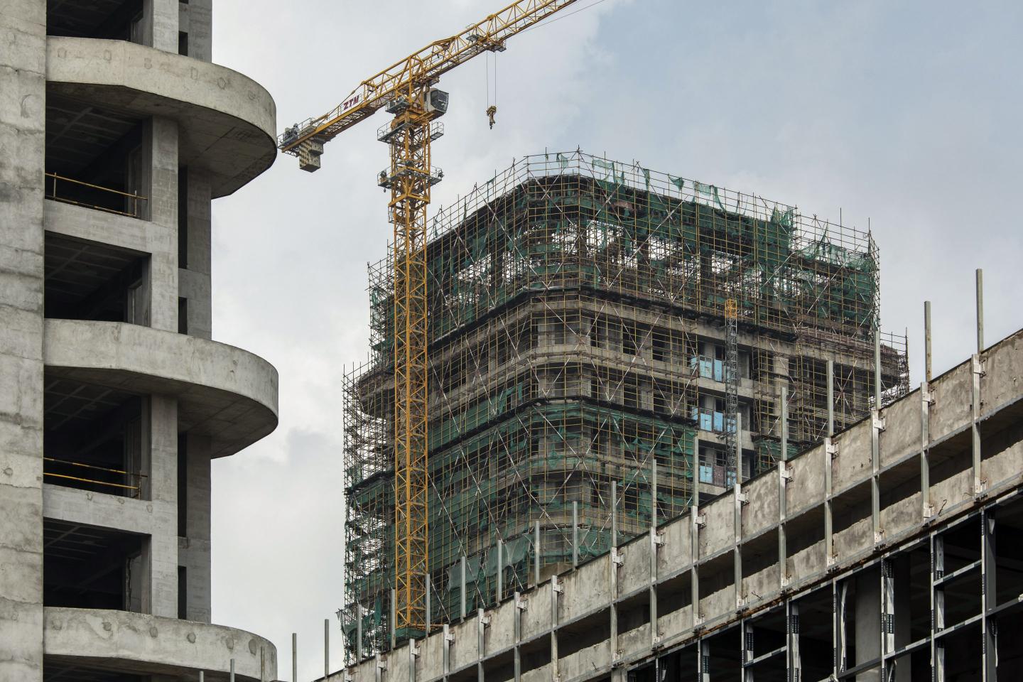 Buildings under construction at the Legend of Sea project, codeveloped by Country Garden Holdings Co. and Jiangsu Zhongnan Construction Industry Group, in Ningbo, China, on Wednesday, Aug. 16, 2023.