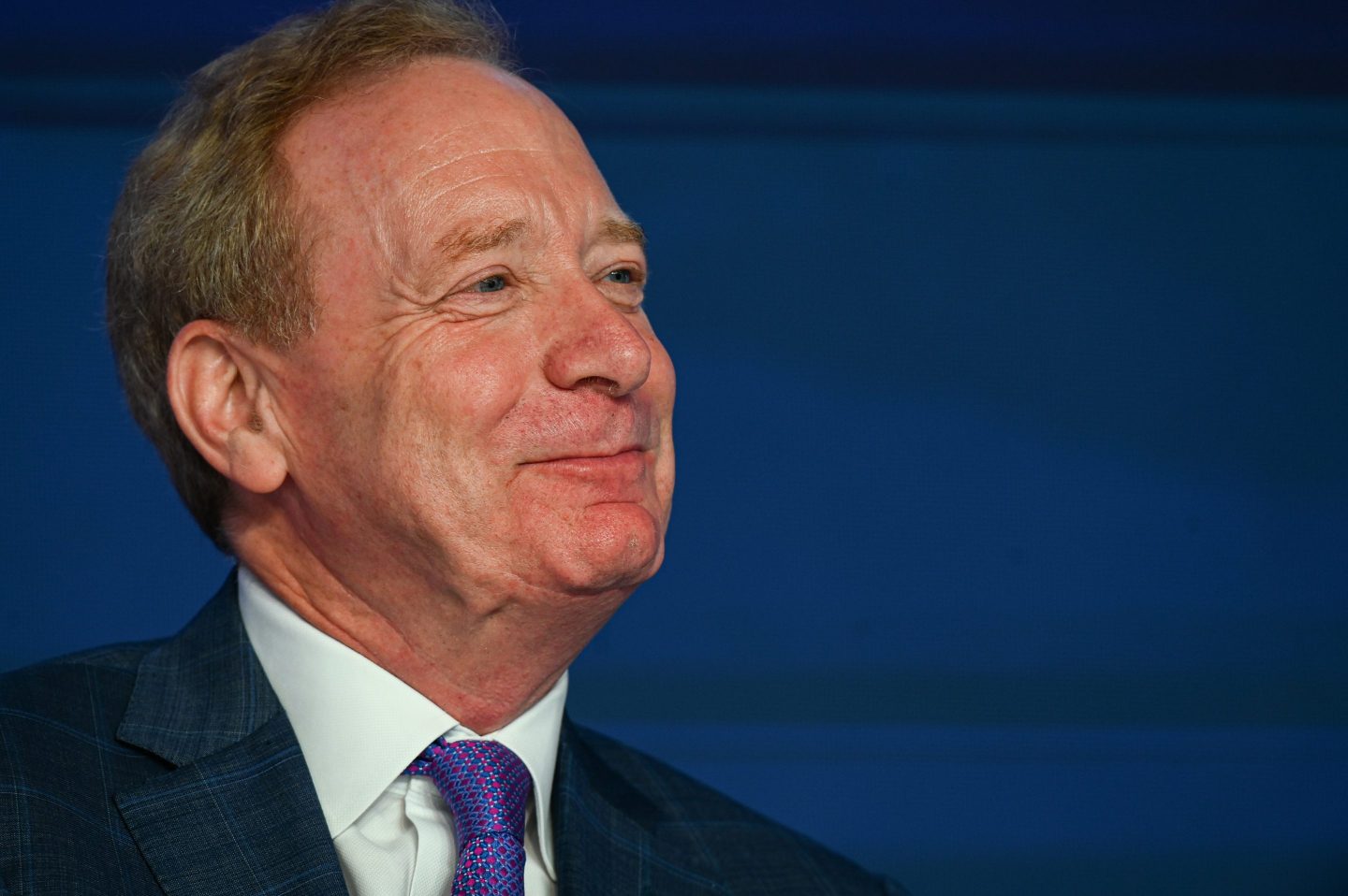 Brad Smith, president of Microsoft Corp., during the Business 20 (B-20) Summit in New Delhi, India, on Friday, Aug. 25, 2023.