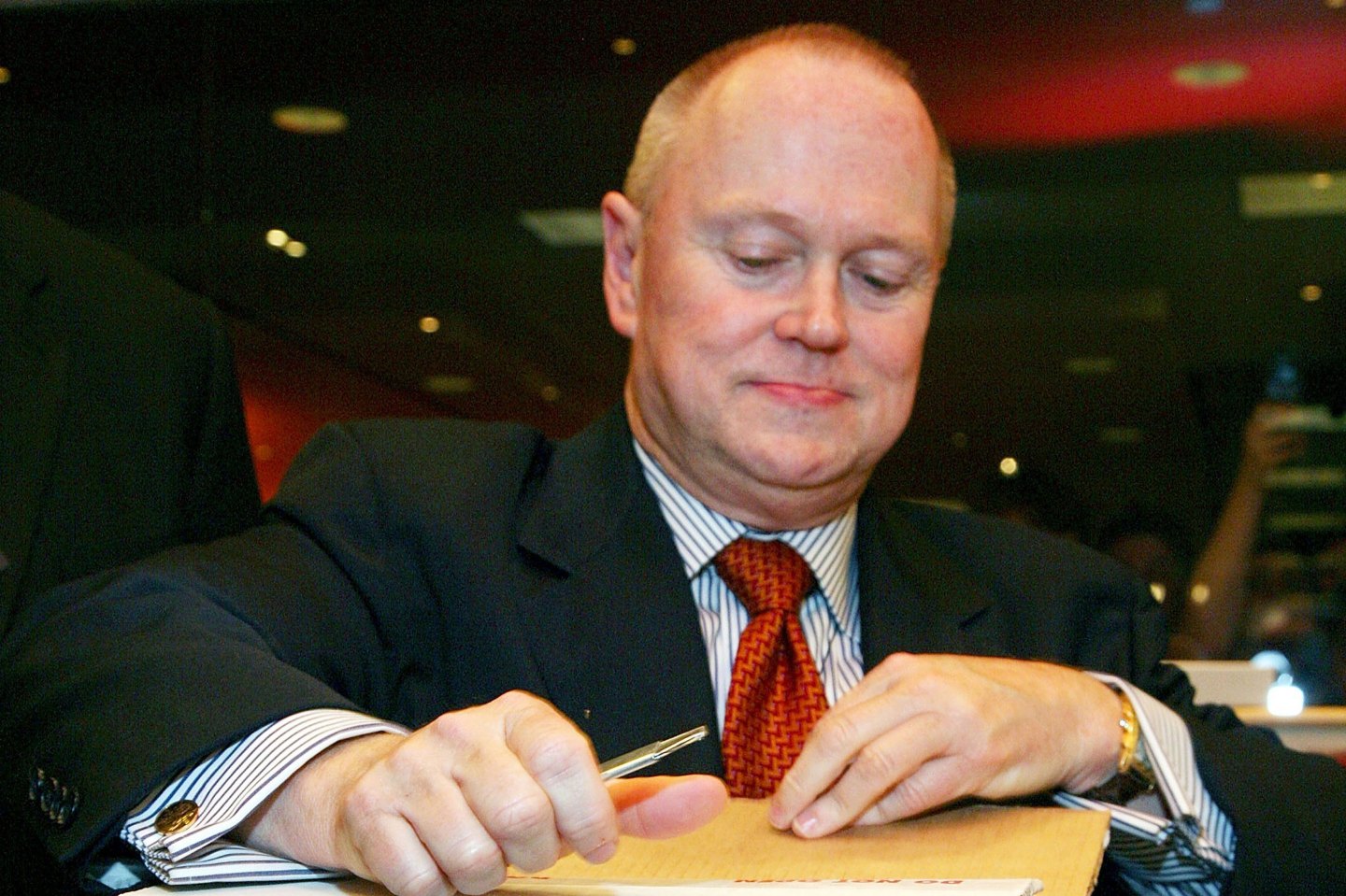 Then Borders CEO George Jones opens the first box of “Harry Potter and the Deathly Hallows" at a Borders in the Time Warner Center, July 20, 2007, in New York City.