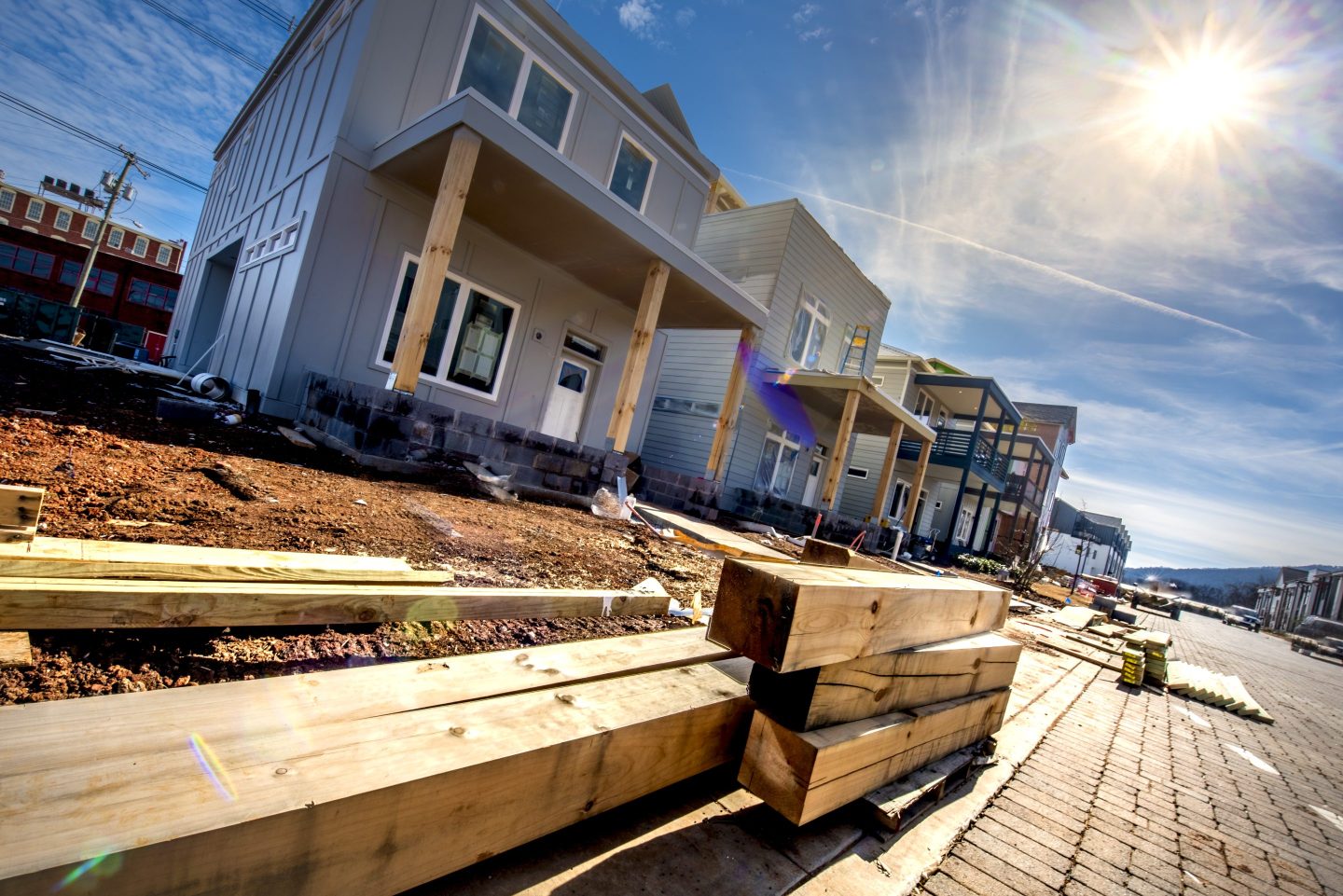 A view of a housing construction site