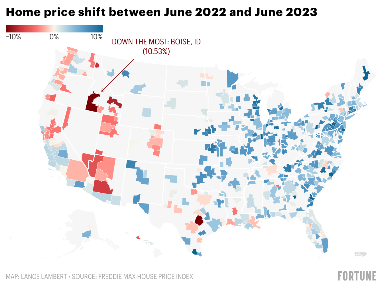 Home price data: These 10 housing markets are up the most—these 10 are down the most