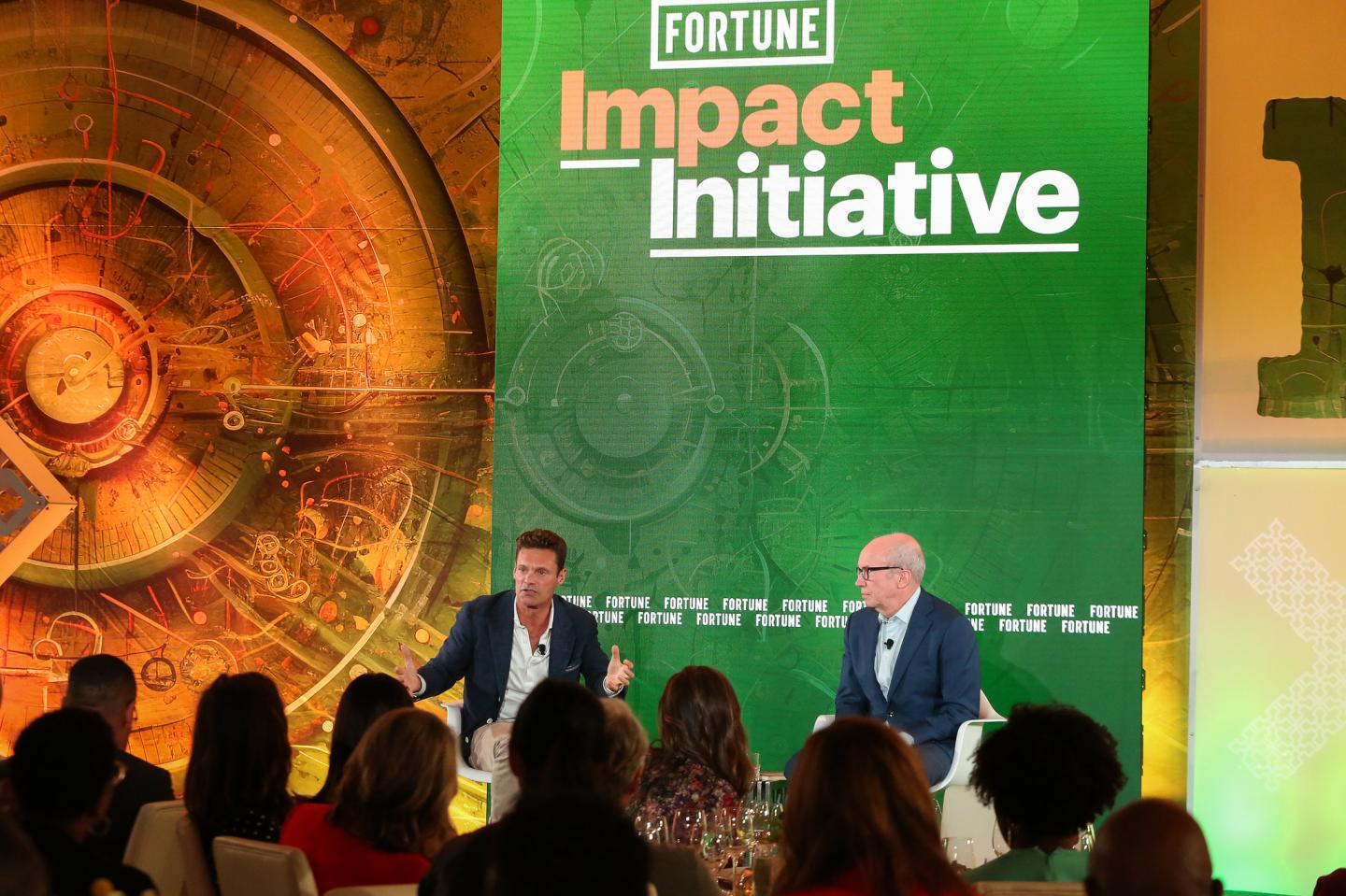 TV host and philanthropist Ryan Seacrest spoke with Fortune CEO Alan Murray at Fortune's Impact Initiative on Sept. 12, 2023. 