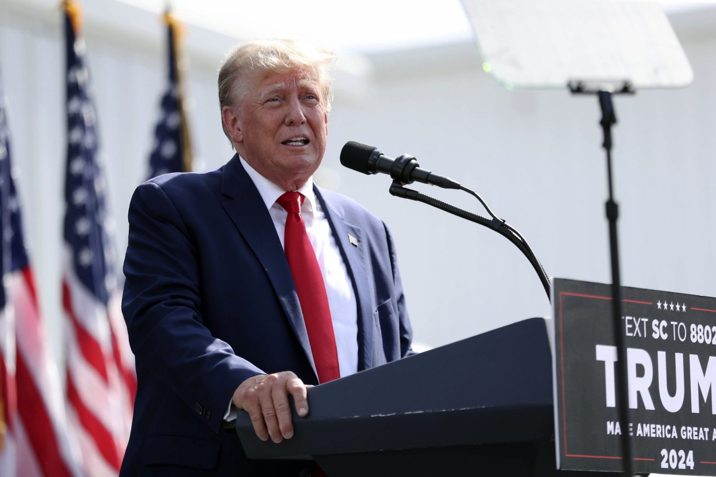 Former President Donald Trump speaks at a rally in Summerville, S.C., on Sept. 25, 2023.