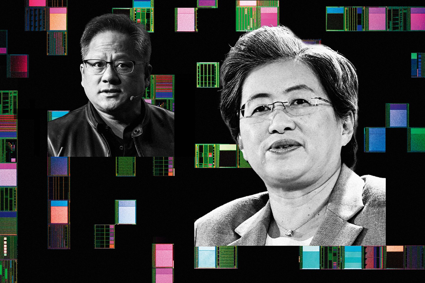 Jensen Huang (left), CEO of trillion-dollar Nvidia, and AMD boss Lisa Su.