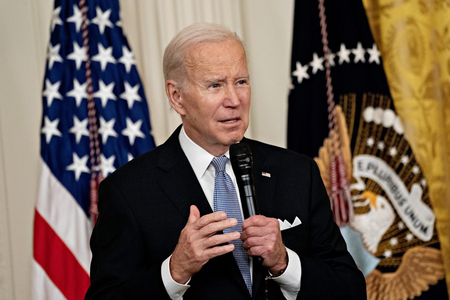 US President Joe Biden speaks during an event