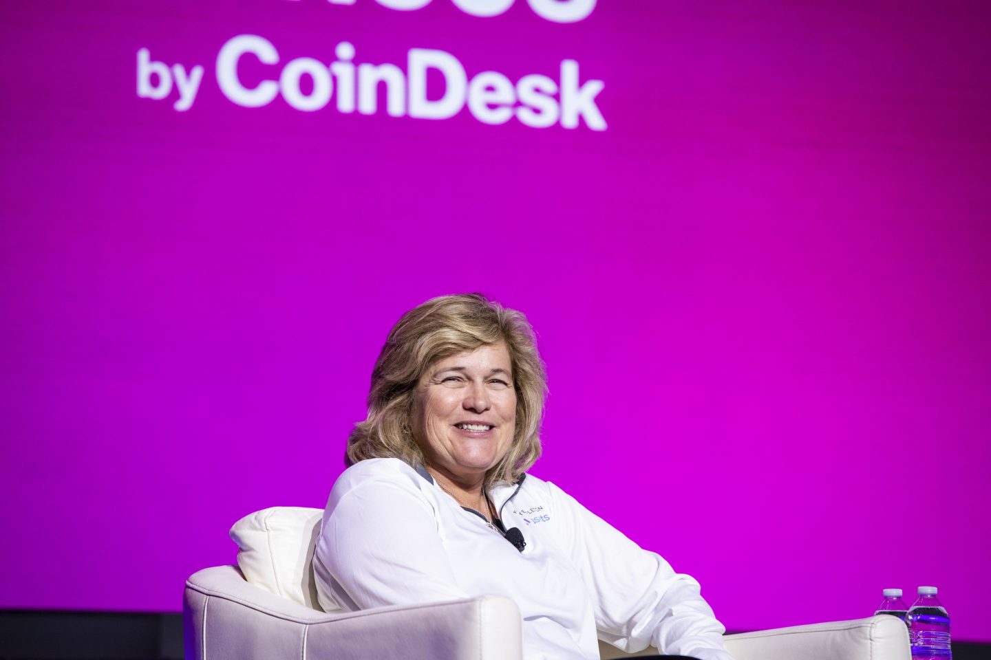 Jenny Johnson speaks at Consensus, a crypto conference, in 2023.