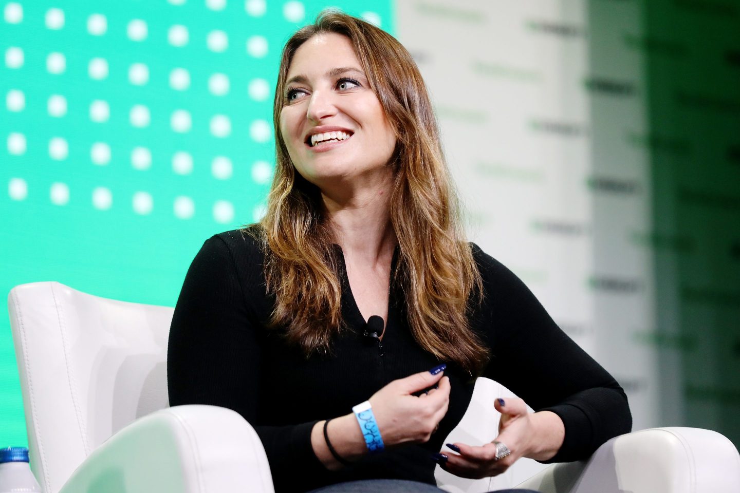Mary-Catherine Lader, COO, Uniswap Labs speaks onstage during TechCrunch Disrupt 2022.