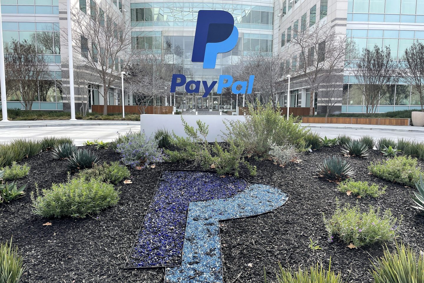 PayPal's sign outside its headquarters.