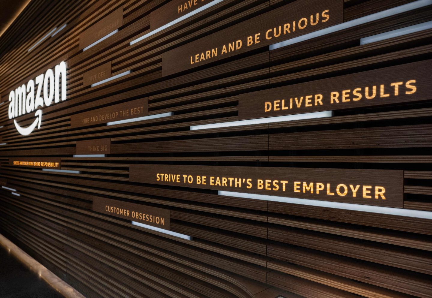 Amazon logo on a wall