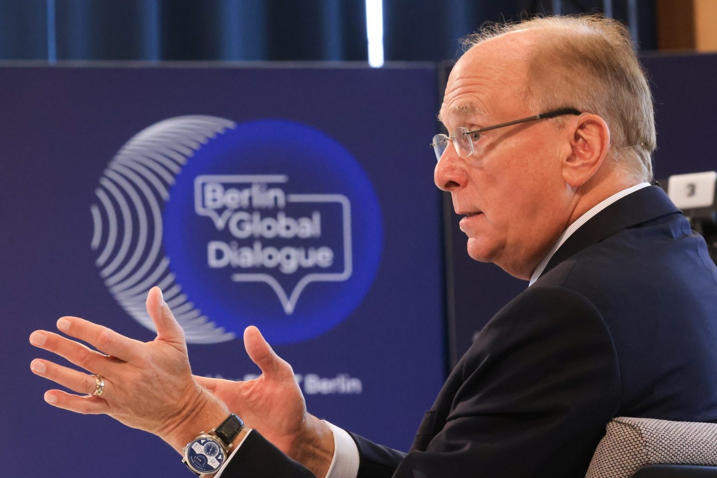Blackrock CEO Larry Fink at the Berlin Global Dialogue on Friday.