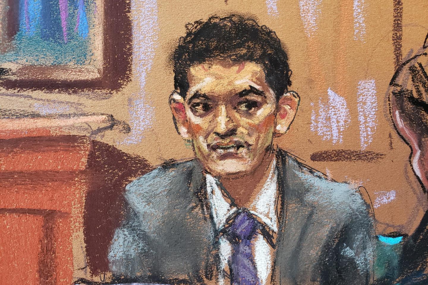 Courtroom sketch of Sam Bankman-Fried