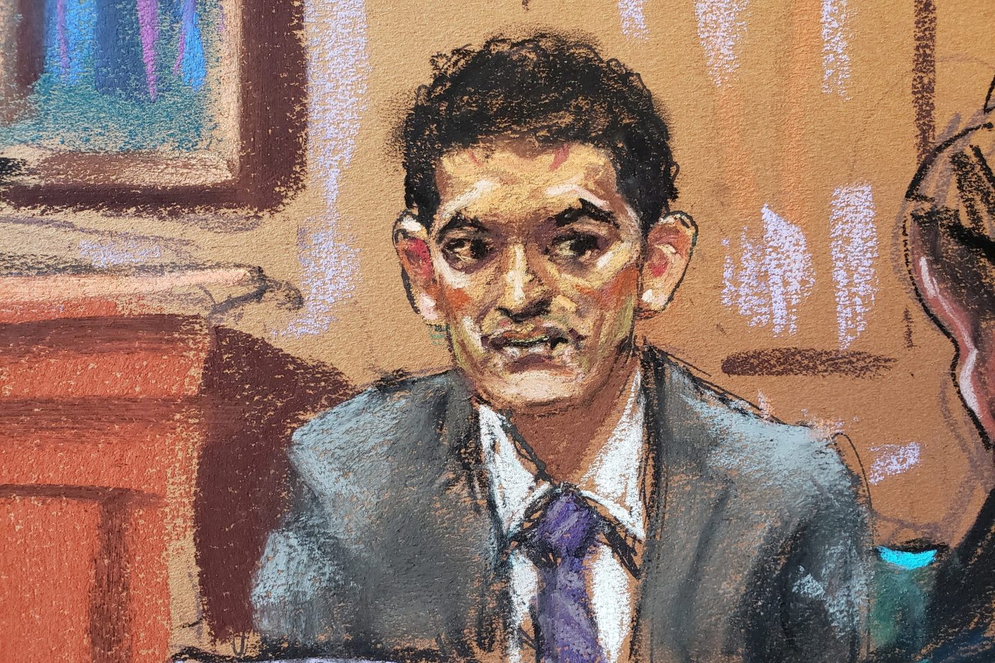 Courtroom sketch of Sam Bankman-Fried
