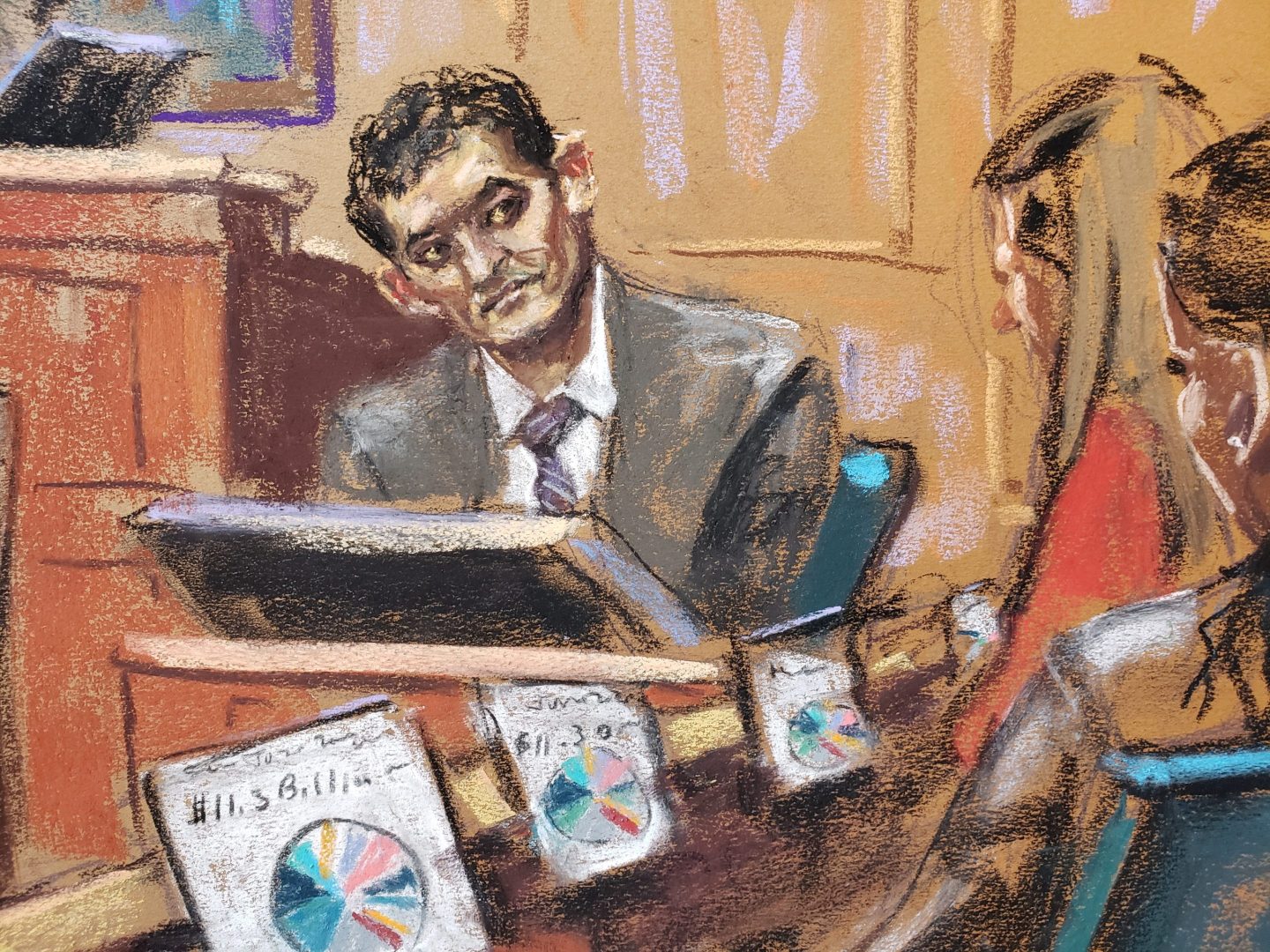 Courtroom sketch of Sam Bankman-Fried