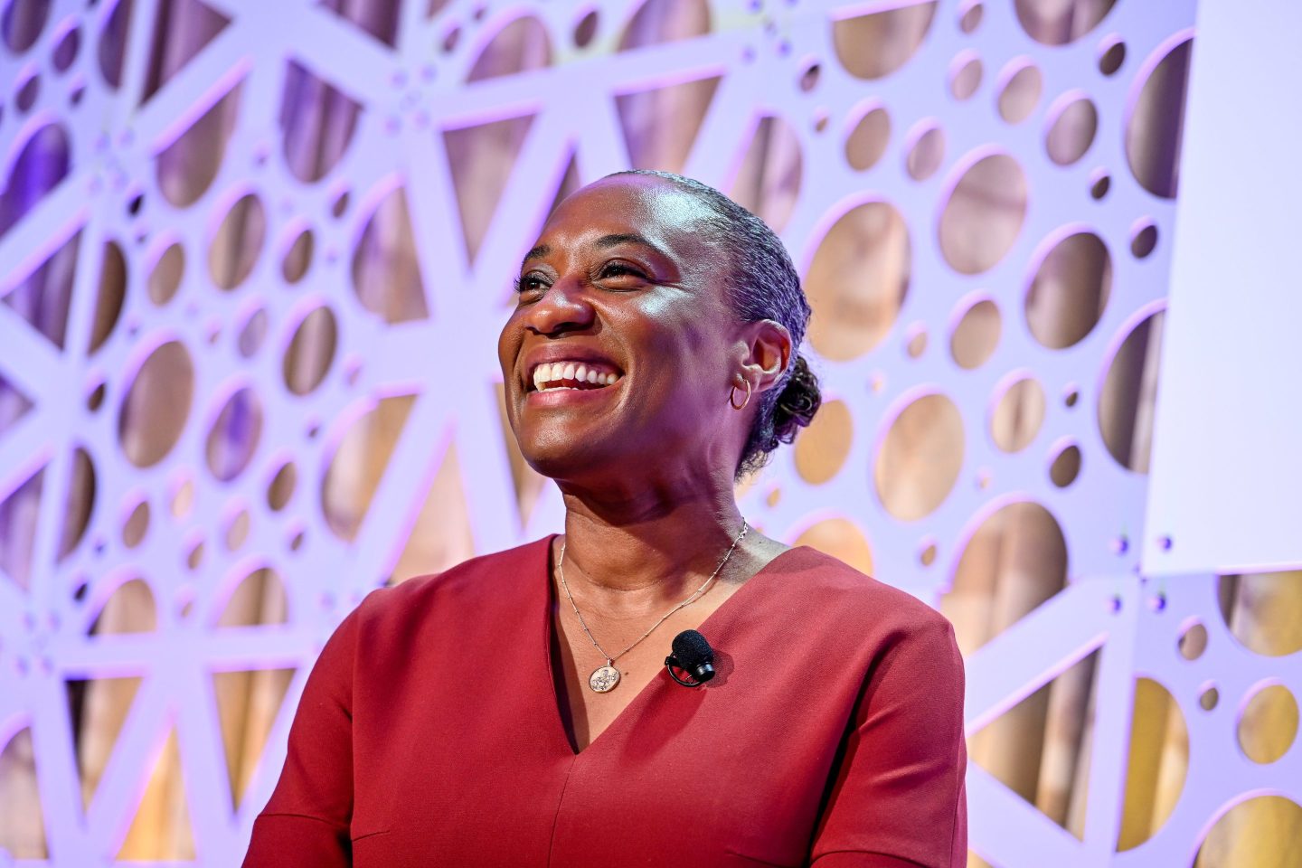 Newly-appointed Sen. Laphonza Butler (D–Calif.), who replaced Dianne Feinstein, speaks at Coins2Day's Most Powerful Women Summit in Laguna Niguel, Calif., on Oct. 9, 2023.