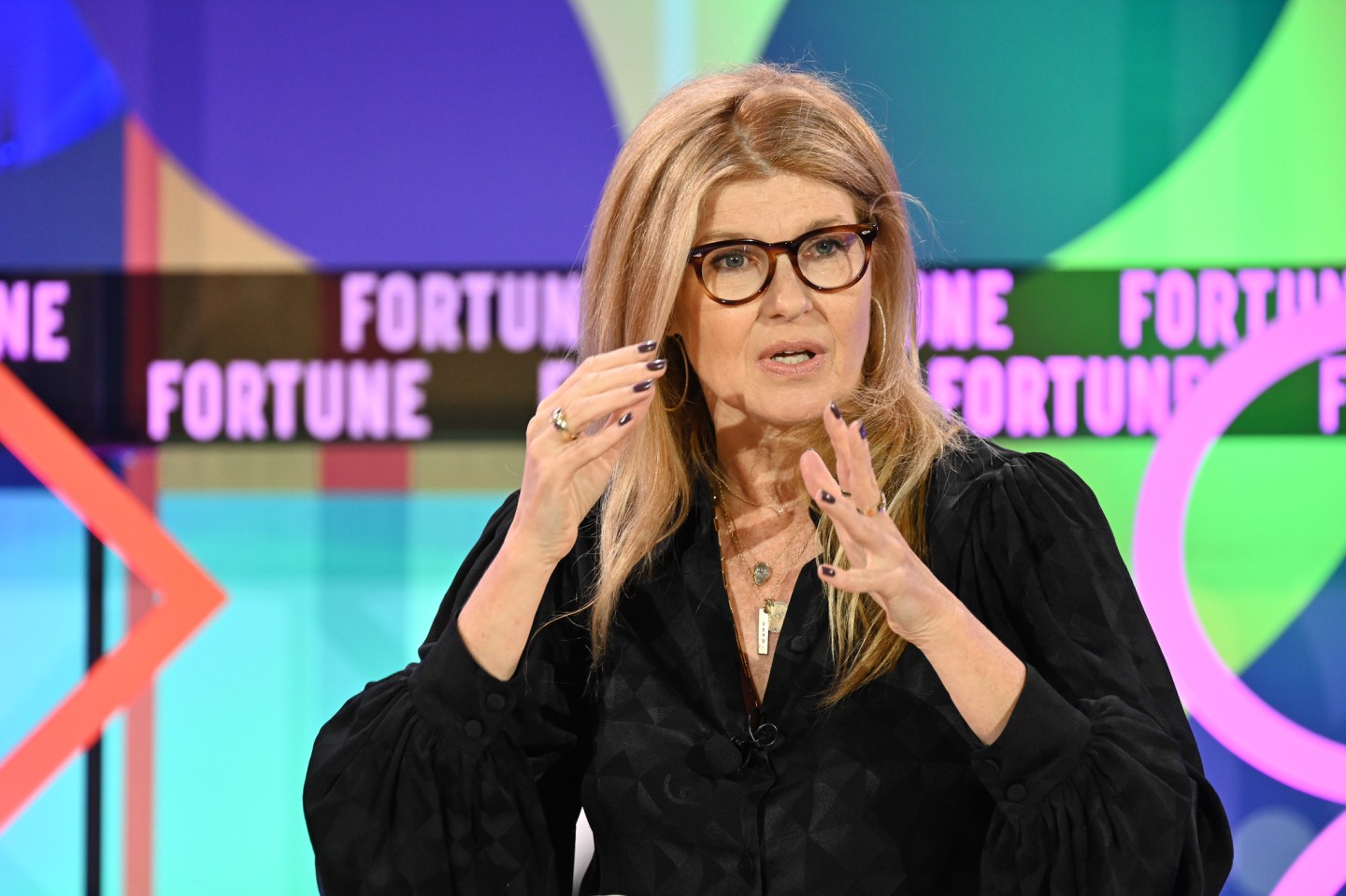 Actress Connie Britton appears at Coins2Day's 2023 MPW Summit.