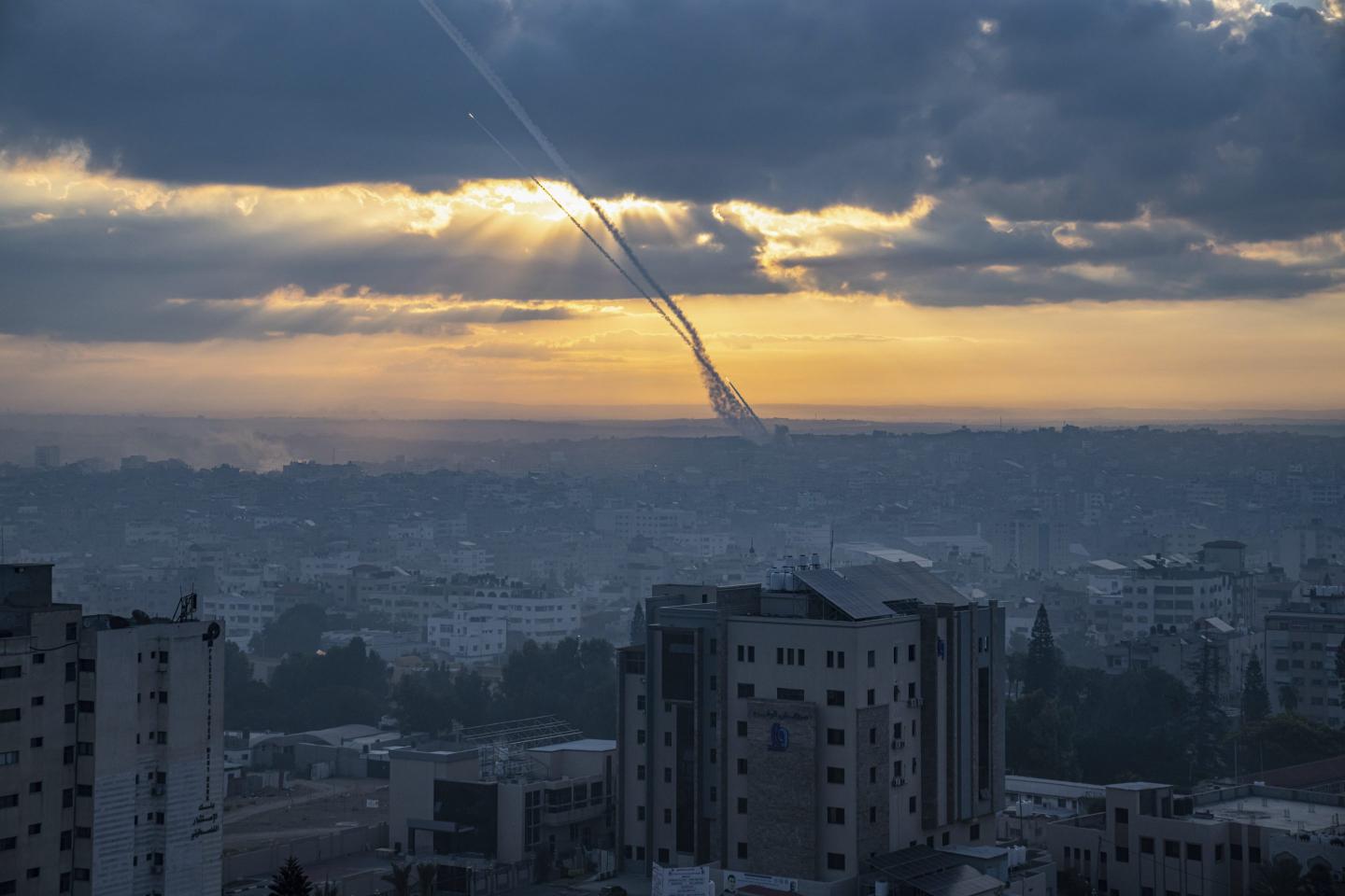 Rockets firing from the Gaza Strip.