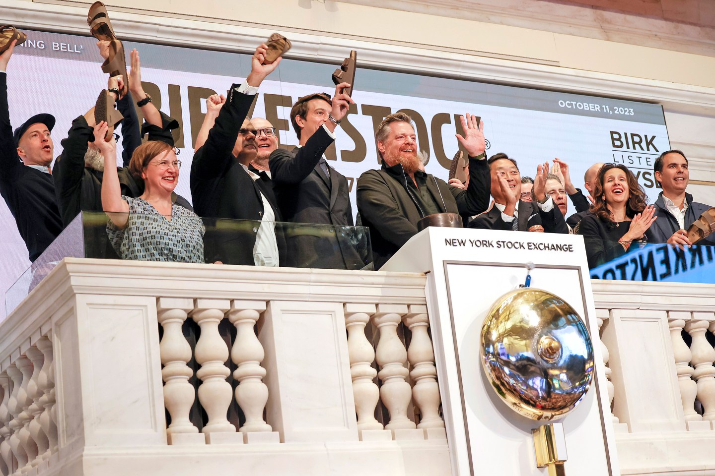 Oliver Reichert, Global CEO of BIRKENSTOCK, and team celebrates going public on the NYSE.