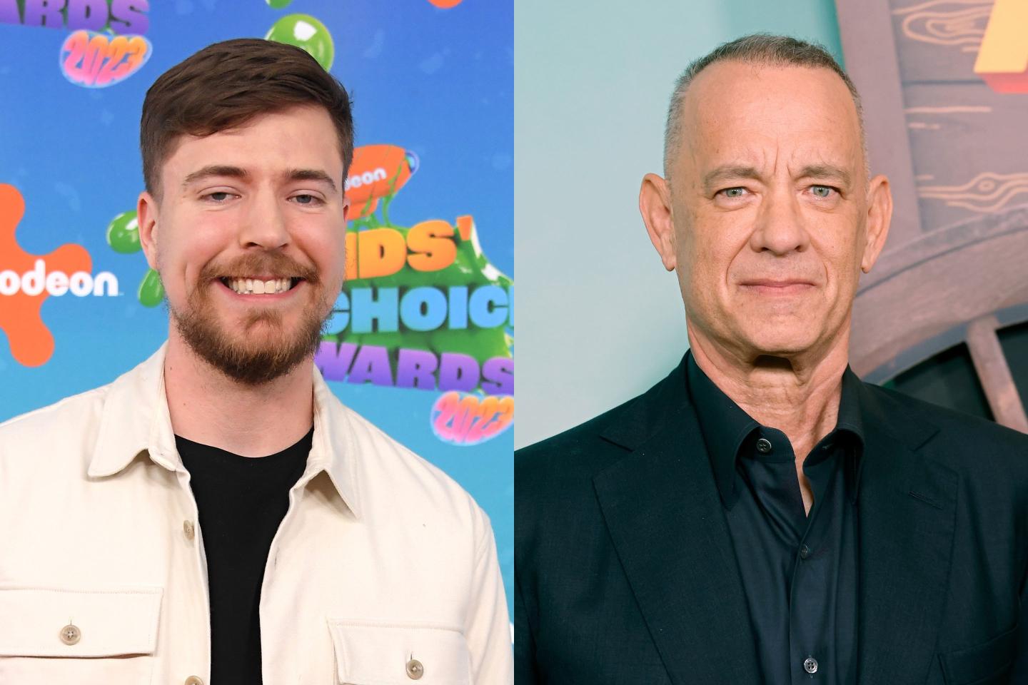 Left: YouTuber Mr Beast. Right: Actor Tom Hanks